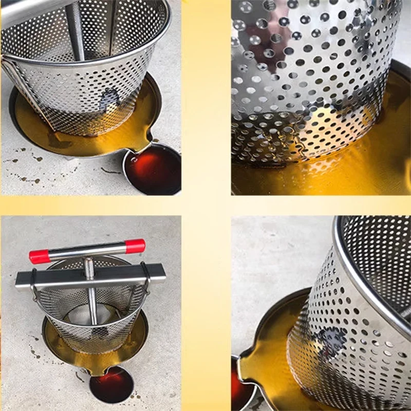 ماكينة ضغط العسل اليدوية مستخرج العسل المقاوم للصدأ السميك من الفولاذ المقاوم للصدأ مع 3 مرشحات العسل دليل منزلي مسبقًا