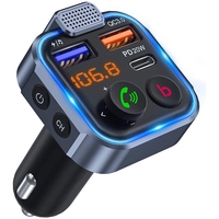 FM Transmitter In-Car Adapter, Wireless Bluetooth 5.0 Radio Car Kit,Type-C PD 20W+ QC3.0 Fast USB Charger