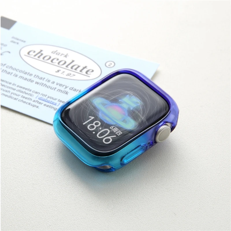 Cute Gradient Jelly Cases For Apple Watch Case 49mm 45 41 44 40 42 38mm Screen Protective Cover For iwatch Ultra 9 8 7 4 5 6 SE