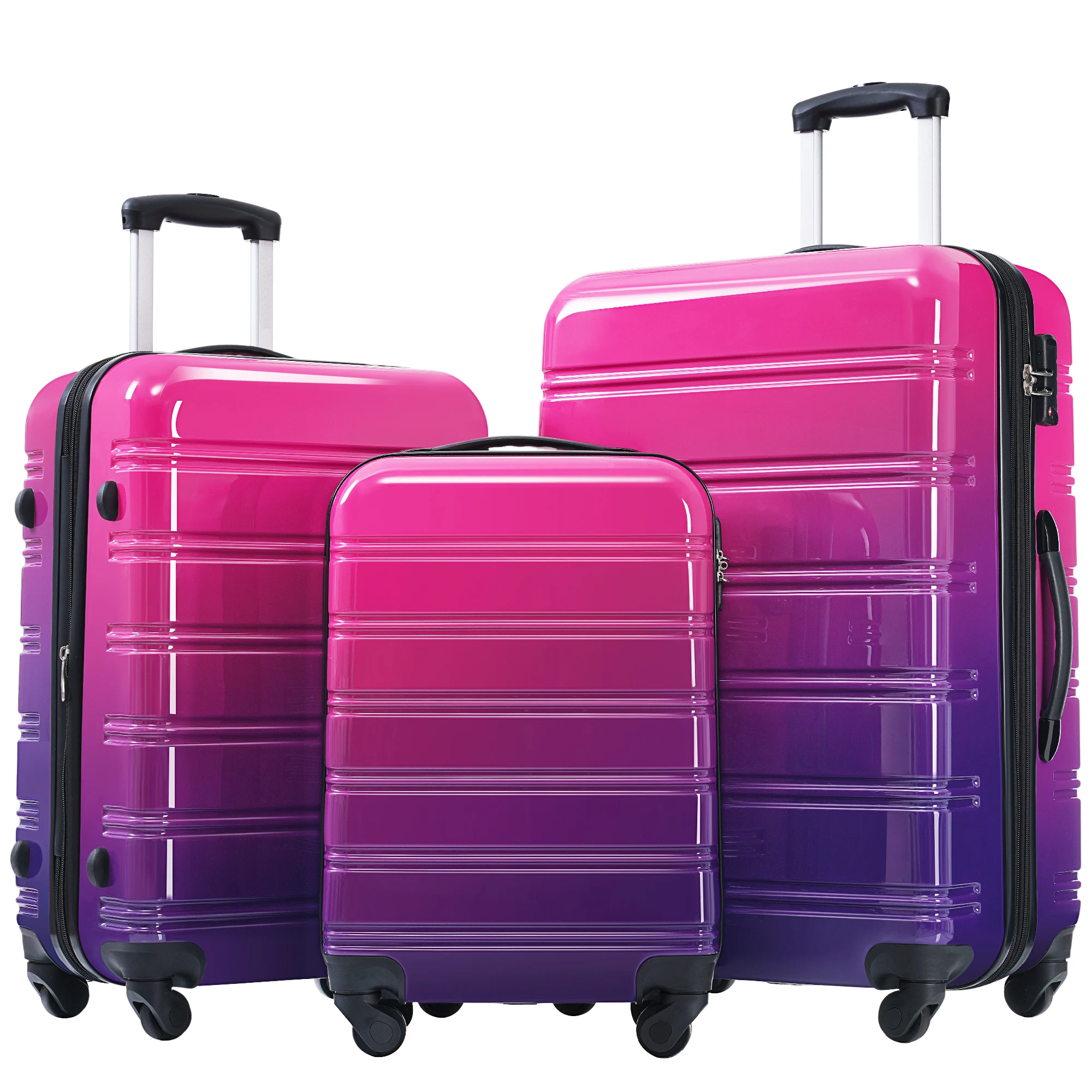 Hardshell Luggage Sets 3 Piece Gradient Color Expandable Suitcase with Spinner Wheels and TSA Lock Lightweight 20" 24" 28"