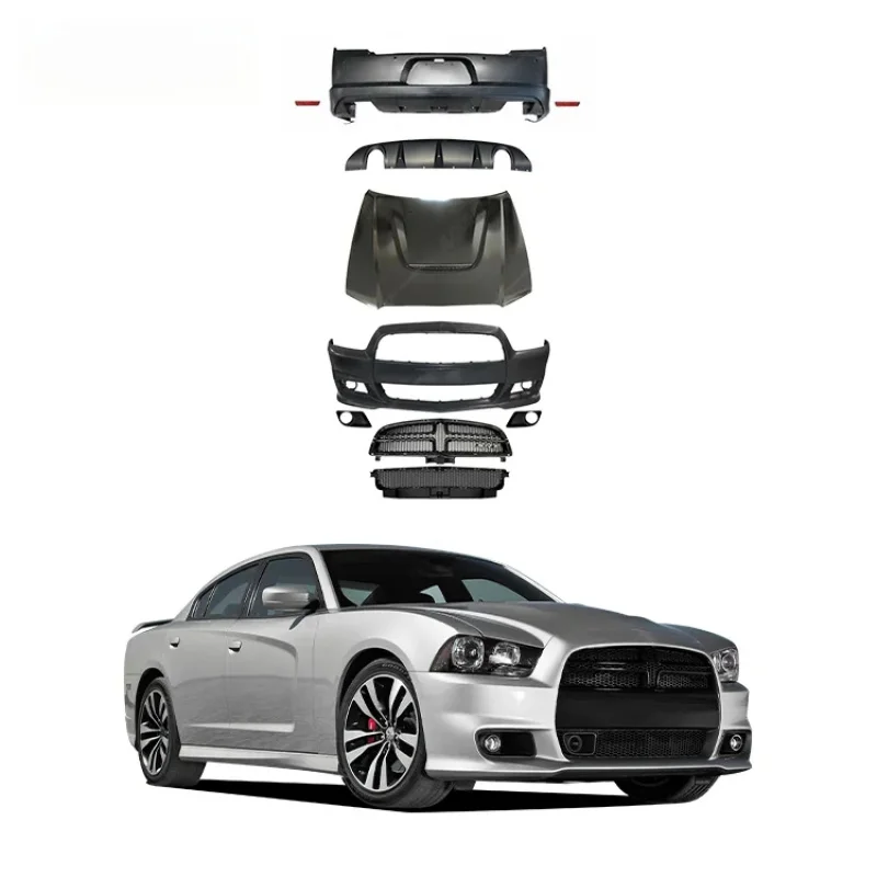 

MAISALUN Factory Price PP Material Body Kit for Charger 08-14 Upgrade to SRT Style Front Bumper Grill Rear Bumper Hood