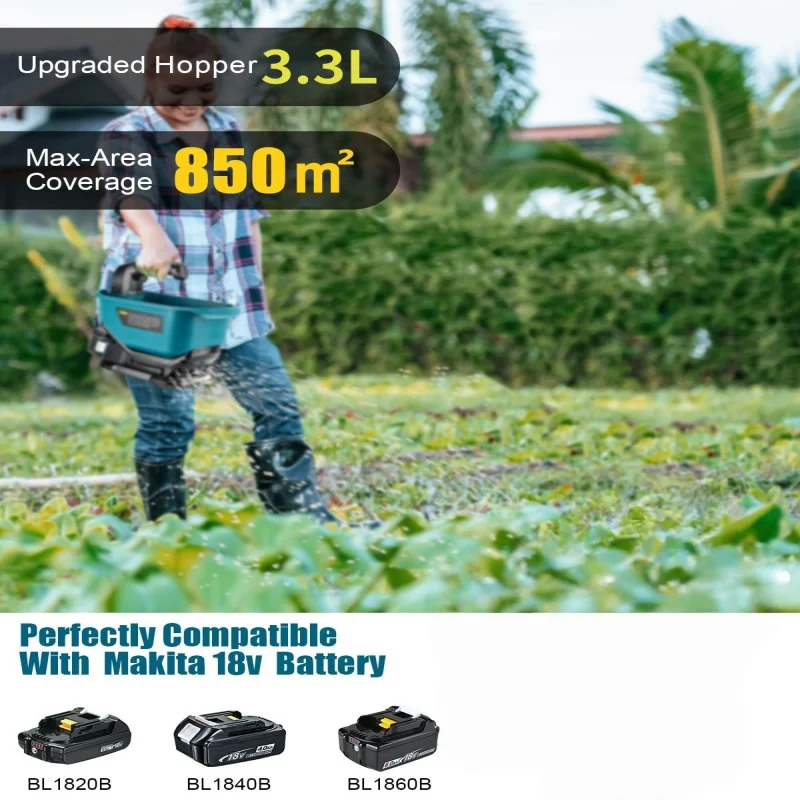 Cordless Handheld Spreader Portable Electric Spreader for Grass Seed, Salt, Fertilizer(Tool Only) For Makita 18V BL1830 Battery