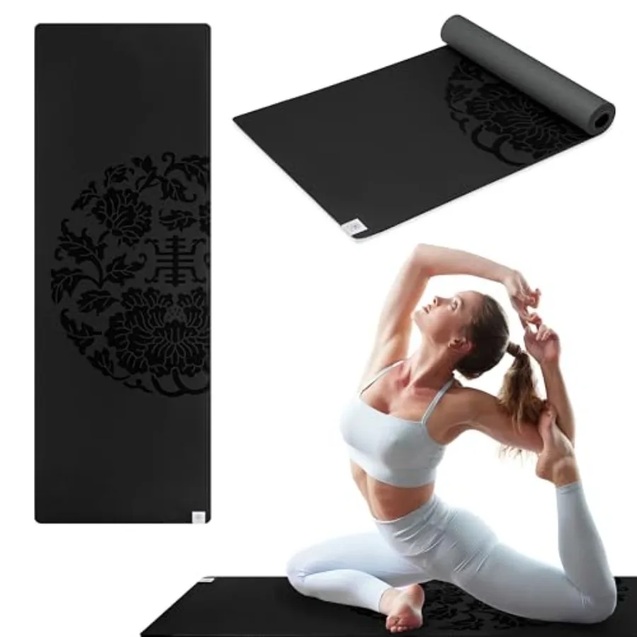 

Dry-Grip Yoga Mat - 5mm Thick Non-Slip Exercise and Fitness Mat for Standard or Hot Yoga Pilates and Floor Workouts - Cushioned