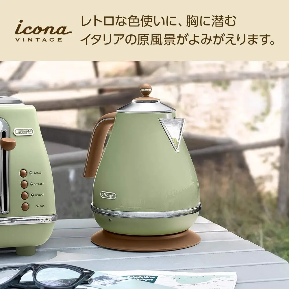 กาต้มน้ําไฟฟ้า (1.0 ลิตร)「ICONA Vintage Collection」 (สีเขียวมะกอก)