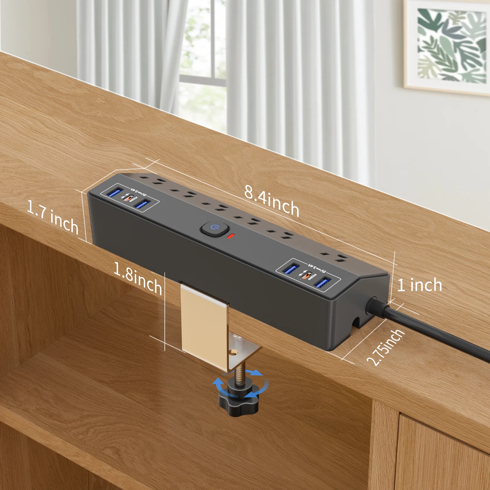 Model zacisku amerykańskiego z listwą zasilającą PD20W i przedłużaczem o długości 3 m nadaje się do biura, domu, szkoły i innych