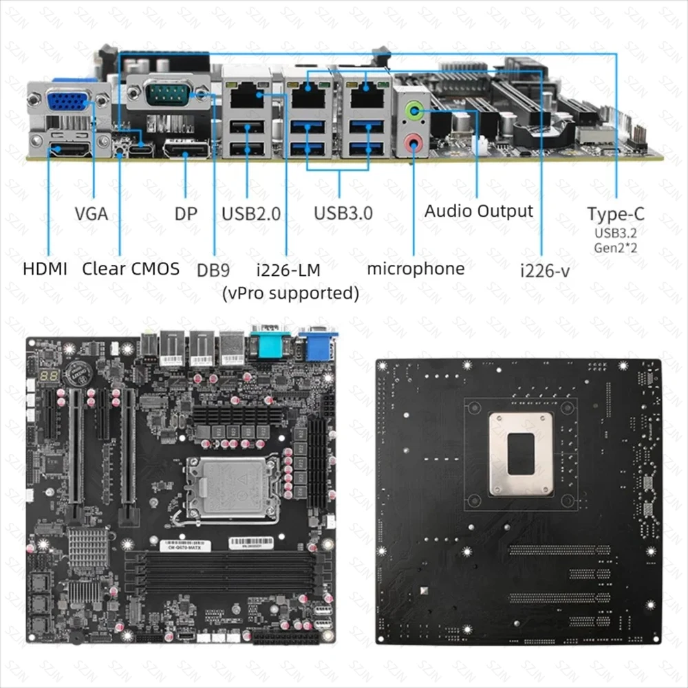 اللوحة الأم Q670 NAS DIY الكل في واحد للكمبيوتر المنزلي يدعم الخادم 12-14th Core DDR5 Max 128GB VPro 3 * SFF-8643 2 * M.2-NVME