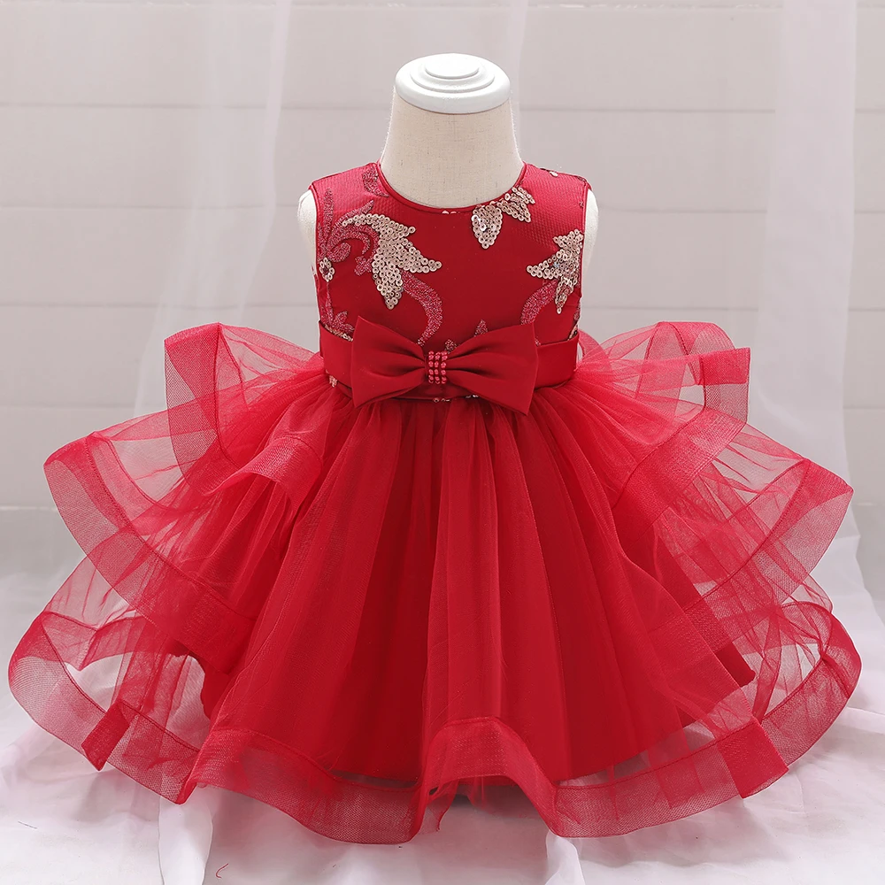 Baby Girl Clothing 1st Birthday Dress Sequin Princess Dress Vintage Gown Girls Formal Party Wedding Dress 3-24 months Vestidos