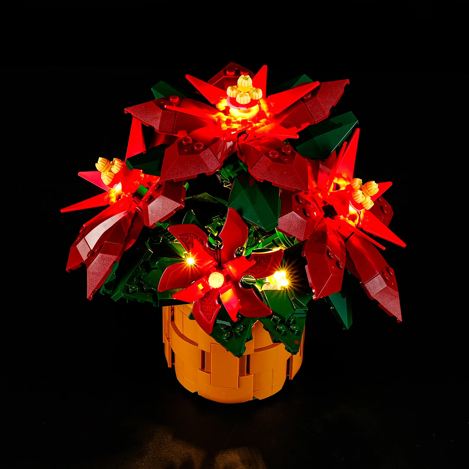 (Only LED Light)  10370 Poinsettia Flower Flowerpot Potted Plant Ideas (Not Include Building Blocks Bricks Kits Sets Model)