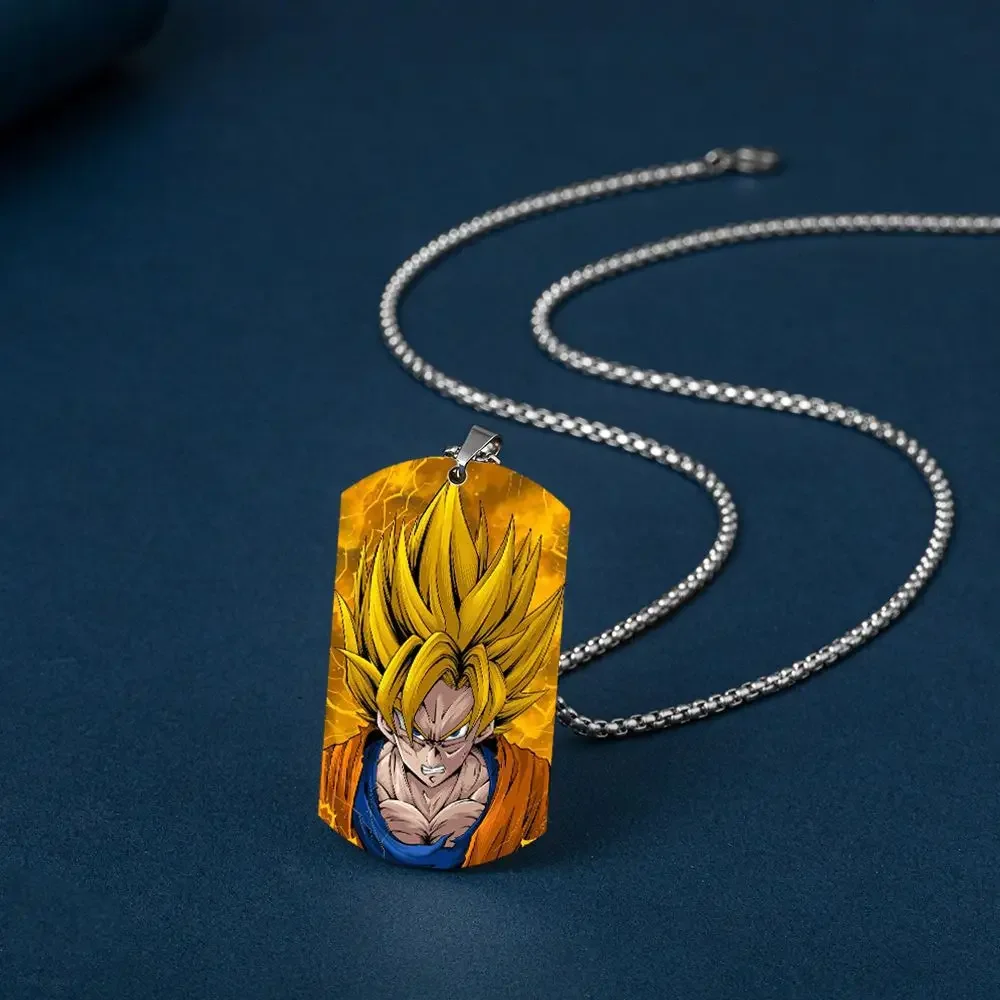 2024 Anime Dragon Ball super Saiyan Monkey King color printed stainless steel necklace festival gift