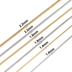 60cm 1.4MM/1.8MM/2.2MM Stainless Steel Necklace Sliver Color Vintage Chain Women And Man Jewelry Gift