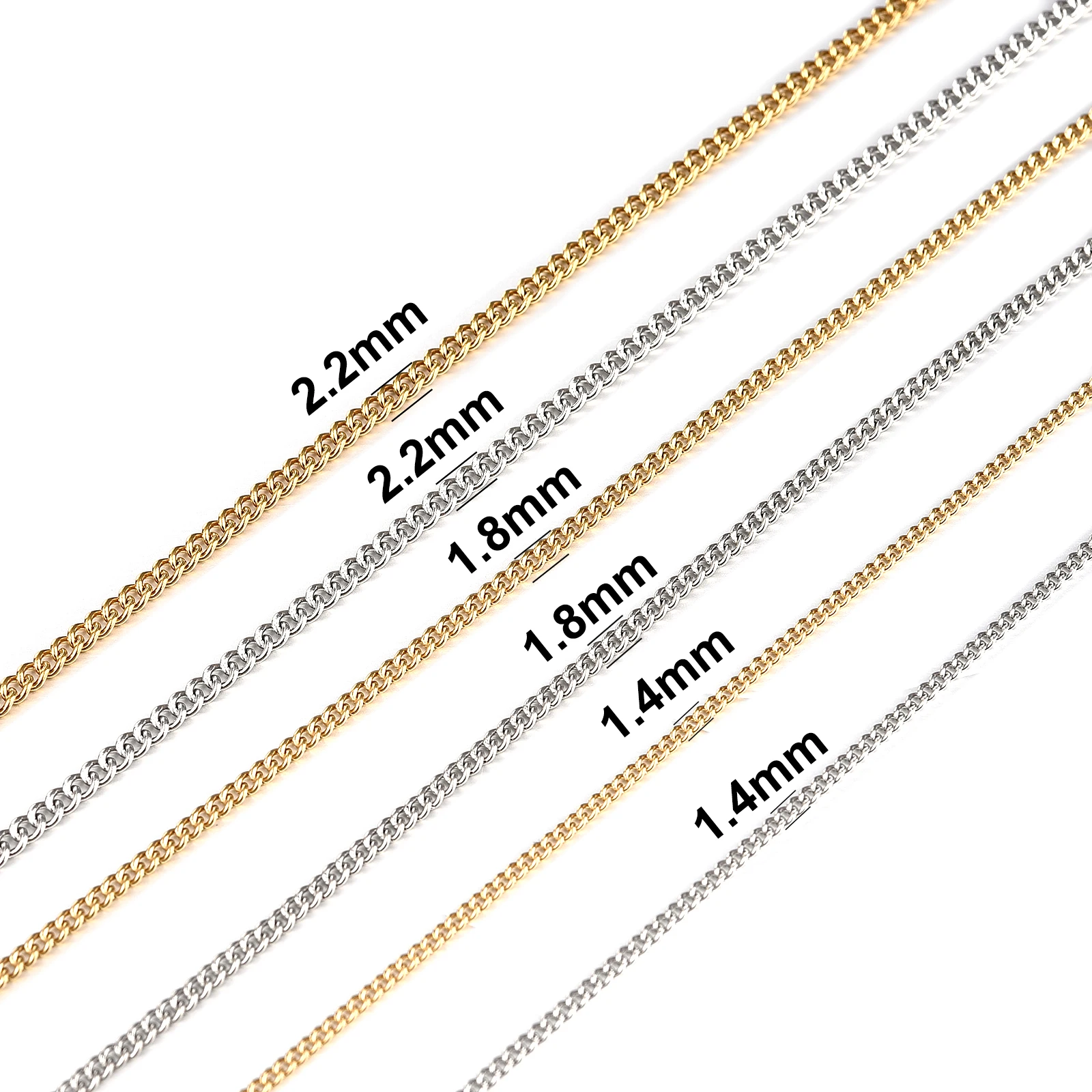 60cm 1.4MM/1.8MM/2.2MM Naszyjnik ze stali nierdzewnej Sliver Color Vintage Chain Biżuteria damska i męska Prezent