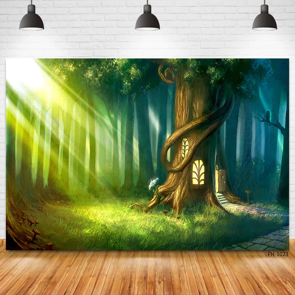 

Dreamy Wonderland Summer Jungle Forest Trees Baby Princess Magic Fairy Backdrop Vinyl Photography Backgrounds Photo Studio Props