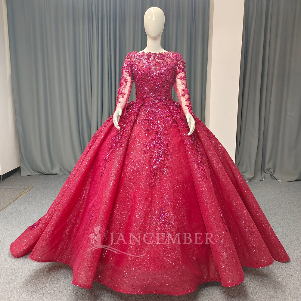 

15 Quinceanera Ball Gown Court Train Rhinestones Long Sleeves Appliques Vestidos De Graduaction Customized vestido quinceañeras