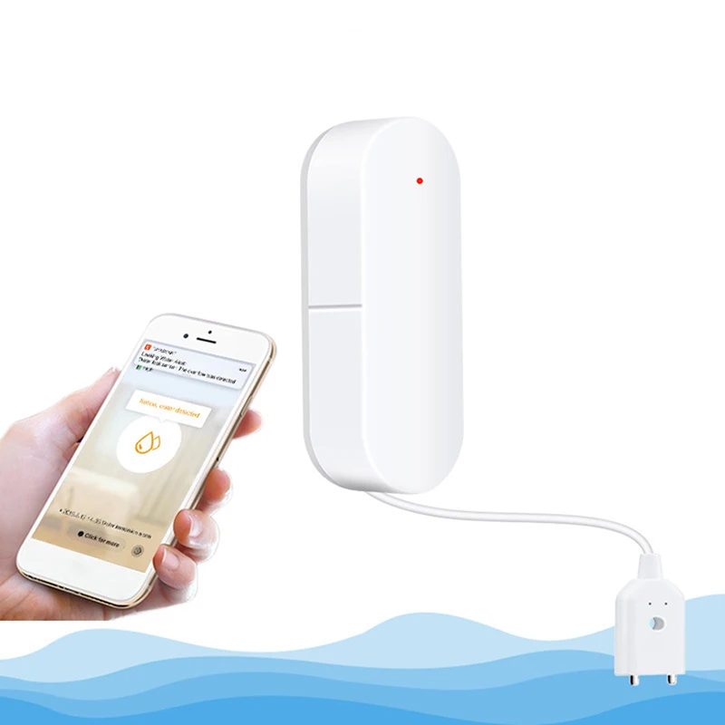 WiFi Water Sensor Water Leak Flood Alarm Sensor with APP Free Remote Monitoring, Detection Line, Water Leak Detector for Kitchen