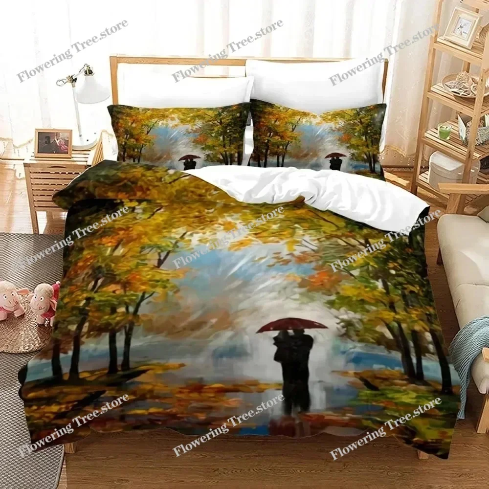 

New King Queen Lovers Bedding Set Single Twin Full Queen King Size Lover Oil Painting Bed Set Aldult Boys Bedroom Duvetcover