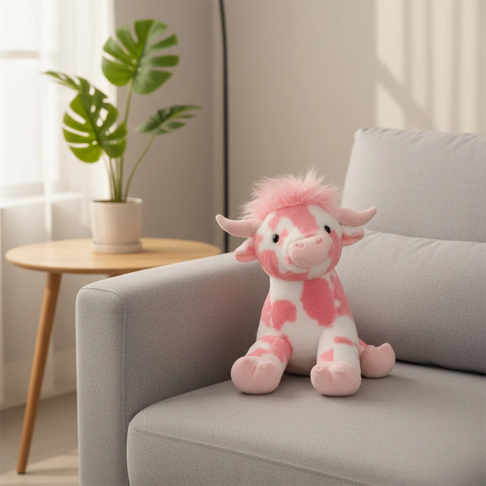 

Adorable Pink Highland-cow Room Decor Plush Perfect Gift For All Ages, Huggable-cozy. Children's Bedroom Accents