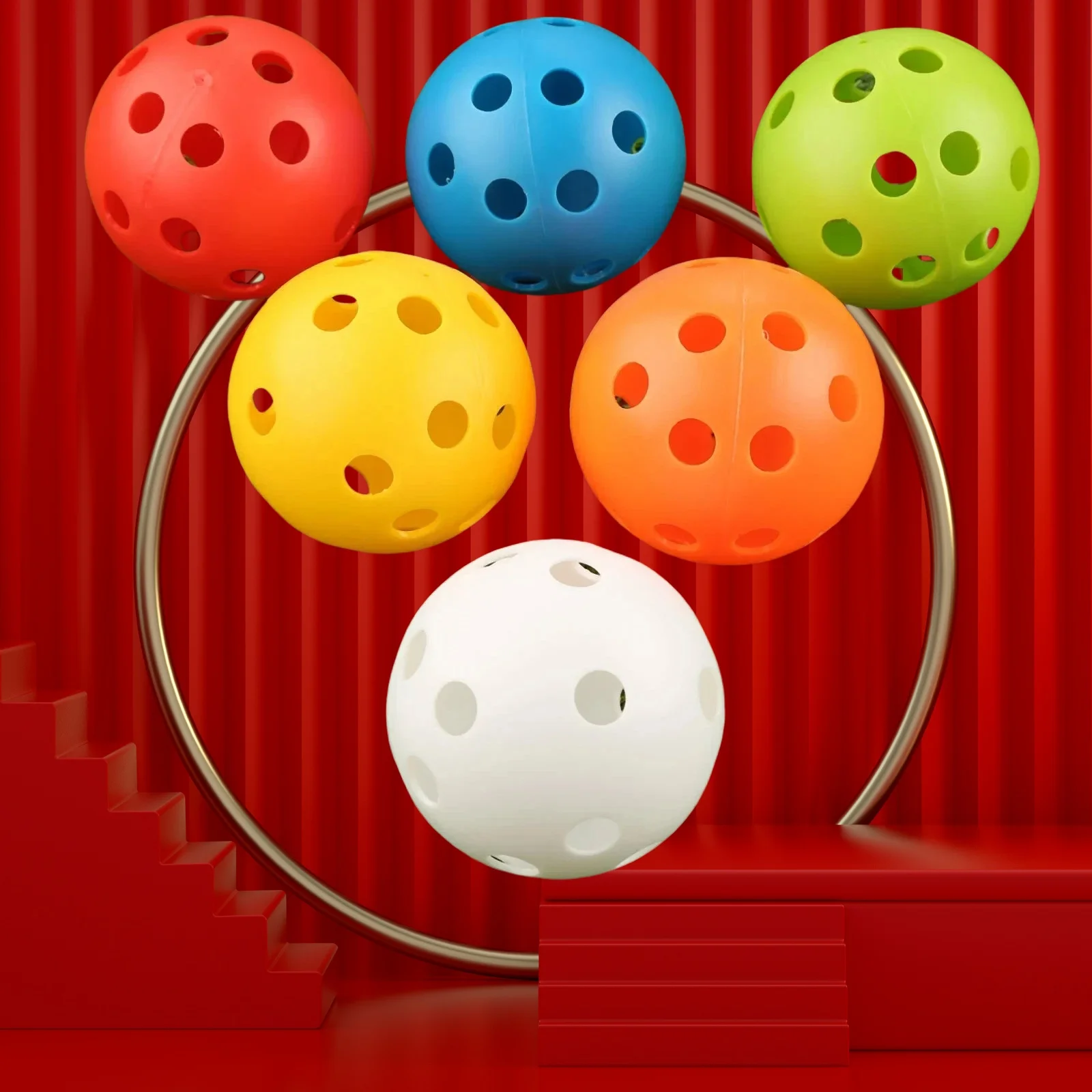 

gohantee 10Pcs 72mm Golf Training Balls Plastic Airflow Hollow with Hole Golf Balls Outdoor Golfing Practice Balls Accessories