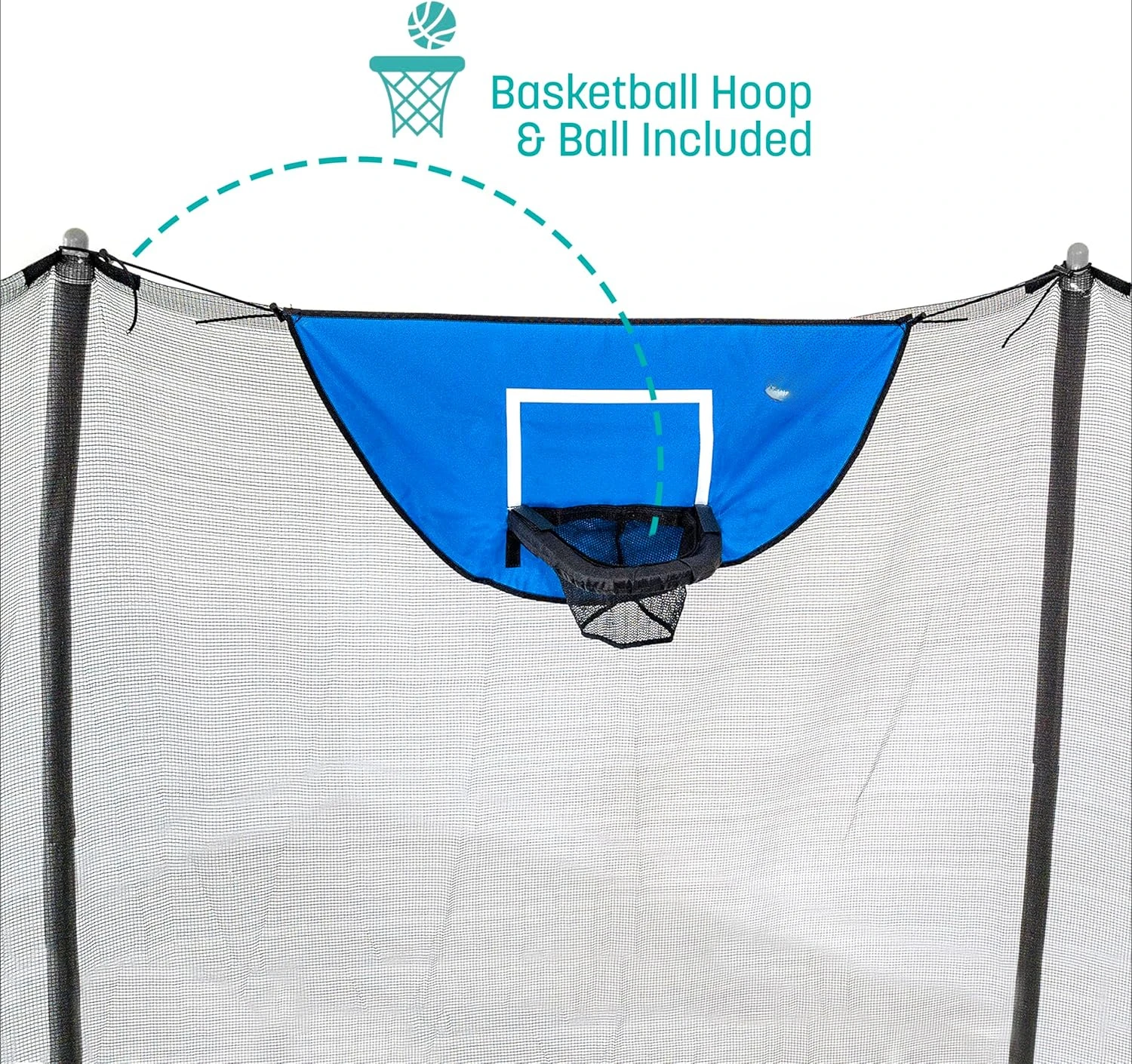 Jump N' Dunk 8 FT, 12 FT, 15 FT, Round Outdoor Trampoline for Kids with Enclosure Net, Basketball Hoop, AS