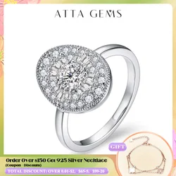 ATTAGEMS D/VVS1 Round Shape All Moissanite Diamond Ring for Women Man S925 Silver White Gold Plated Engagement Fine Jewelry Gift