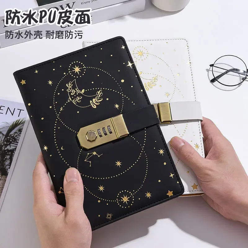 Imagem -03 - Creative Password Book With Lock Thickened Diary Student Notepad Stationery Notebook Binder Novo a5 200 Páginas