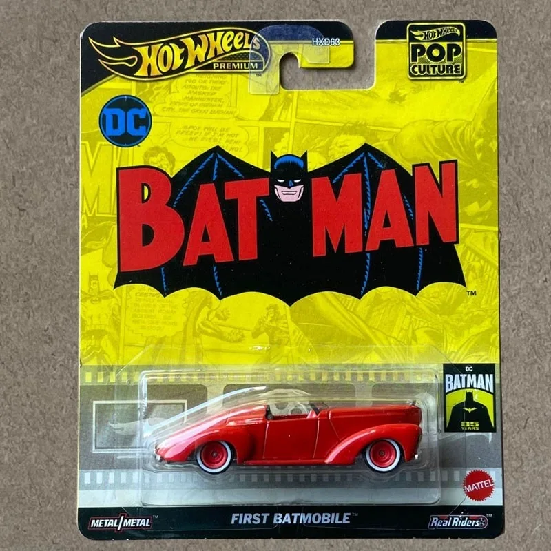 Hot Wheels Car Premium Car First Batmobile Pop Culture Boys Toys 1/64 Diecast Batman Vehicle Alloy Model Toys Birthday Gift