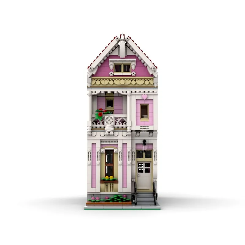 Klocki konstrukcyjne Moc - Modułowy domek "Painted Lady" ​ ​ ​ ​ ​ ​ ​ Klocki Techniczne DIY Zestawy do Składania Zabawki Konstrukcyjne Prezenty Świąteczne