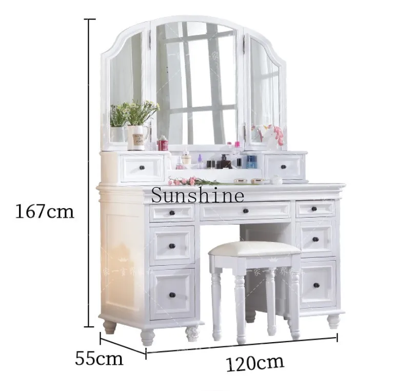 American solid wood dresser, modern simple desk, integrated light luxury small apartment storage cabinet