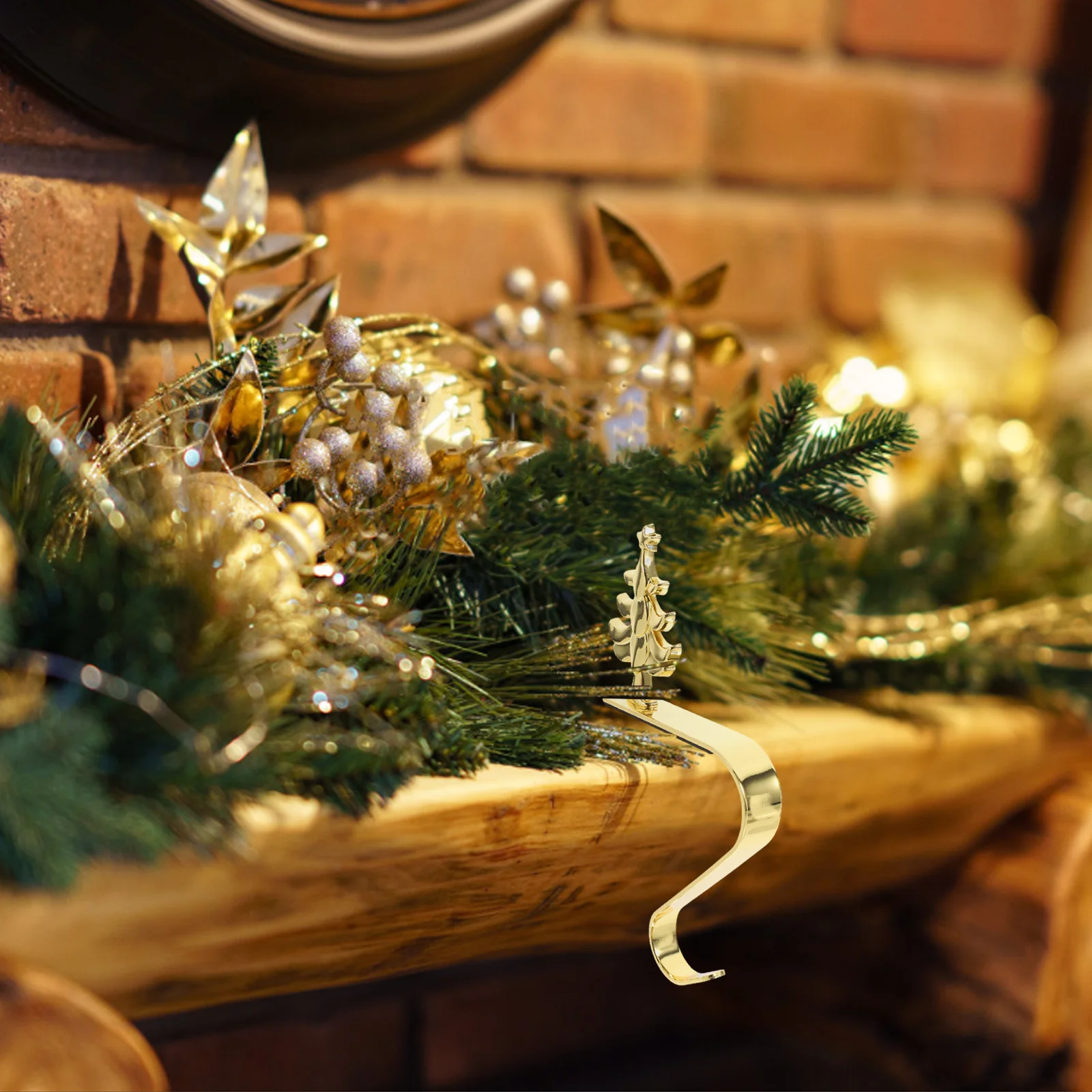 

Christmas Stocking Hook Iron Rustic Fireplace Mantle Holder For Holiday Decor Ornaments Hanging Hangers Party Decoration