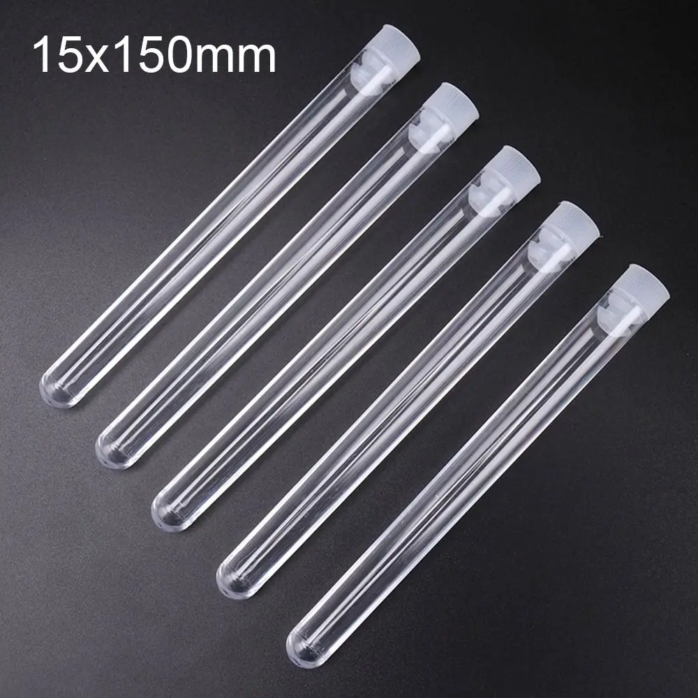 10PCS Powder Craft Plastic Bottle with Cap Pill Liquid Capsule Storage Vials Sample Container 15x150mm Translucent Test Tubes