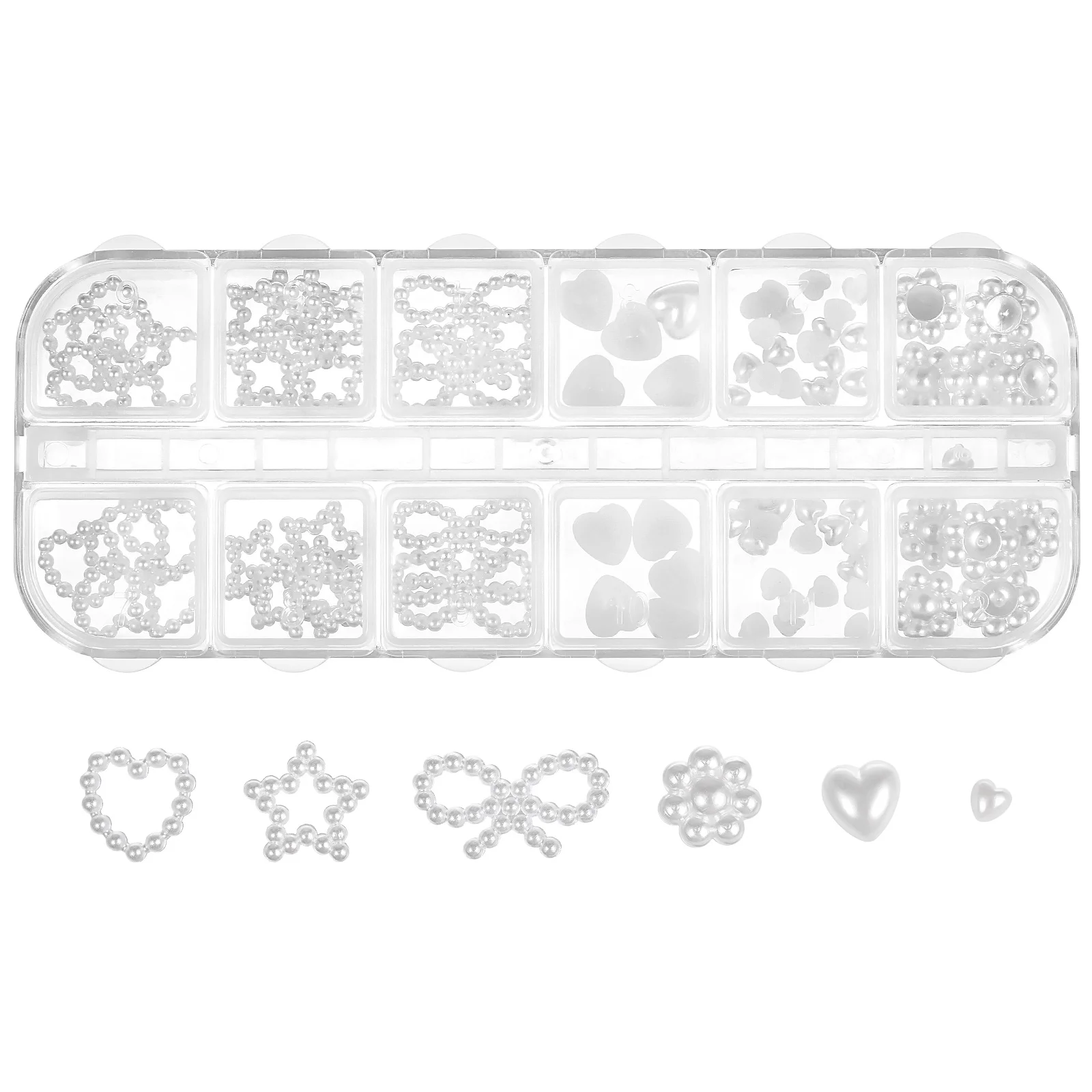 

1 Box Peach Heart Pearl Nail Art Decor Creative DIY Artificial Pearl Manicure Ornaments Reusable Nail Charm Decoration