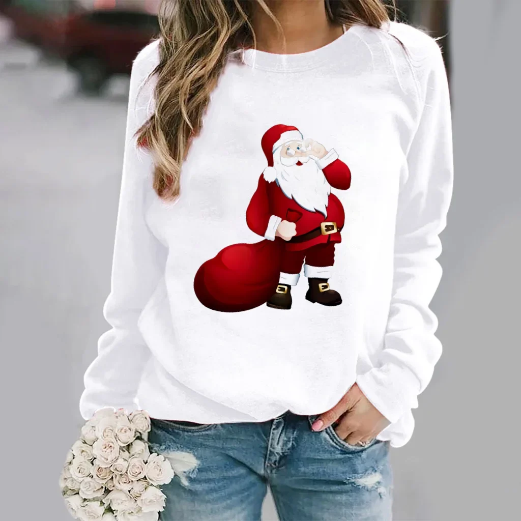 Christmas Women\'s Hoodie Fashion Christmas Print Printed Cartoon Hoodie Streetwear Women  Sweatshirt  Clothes  Sweatshirts