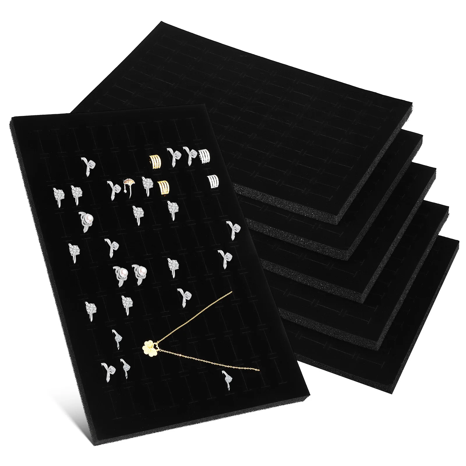 

6 Pcs Earring Organizer Pad Jewelry Box Tray Sponge Insert Display Pads Black Storage