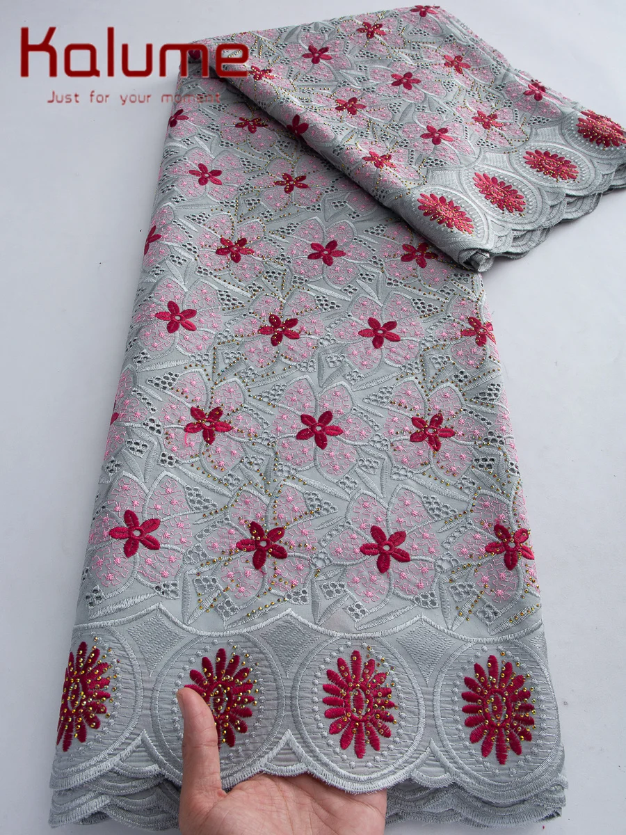 

Kalume Swiss Voile Lace In Switzerland With Stones African Nigerian Dry Lace Fabrics 2026 High Quality Cotton Lace Fabric Sew