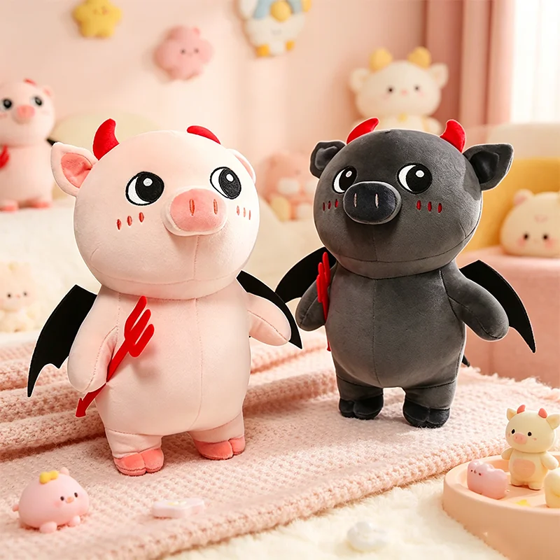 

32CM Creative Cute Cartoon Anime Demon Pig Plush Toys Soft Funny Animal Piggy Plushies Pillow Doll Kids Birthday Accompany Gifts