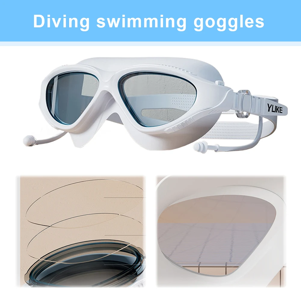 Lunettes de natation à grande monture, Anti-buée, professionnelles HD, étanches, à vue large, pour nageurs