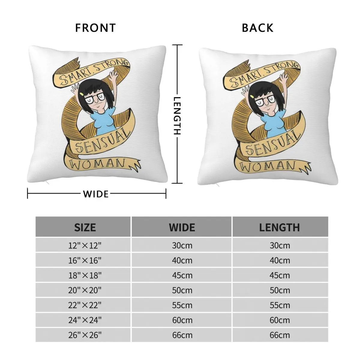 Bob's Burgers Tina Belcher Square Pillowcase Polyester Linen Velvet Pattern Zip Decorative Throw Pillow Room Cushion Cover 45x45