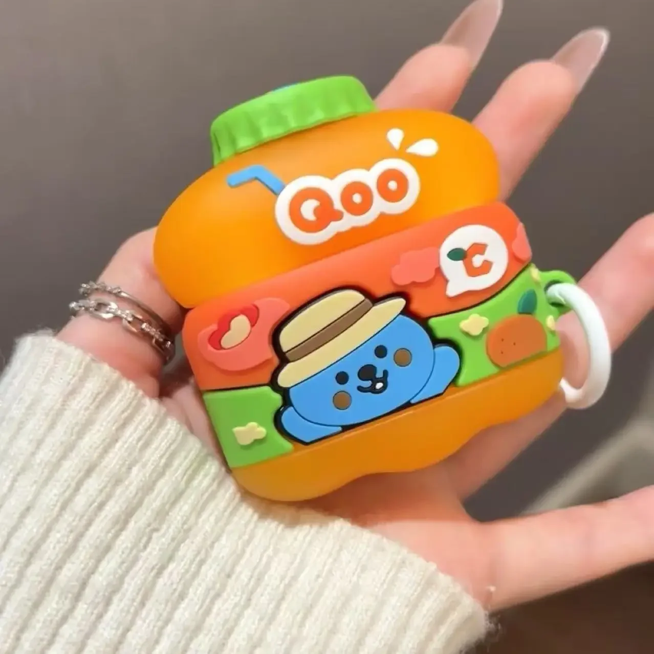 Bonita bebida de jugo de naranja adecuada para AirPods 1, 2, 3, 4, funda protectora para auriculares Bluetooth, funda anticaída para Apple AirPods Pro