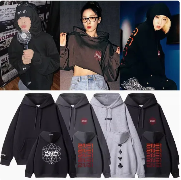 Kpop 2ne1 Hoodies Concert WELCOME BACK Same Clothes Men Women Autumn Warm Pullover Korean Fashion Popular Oversized Sweatshirt