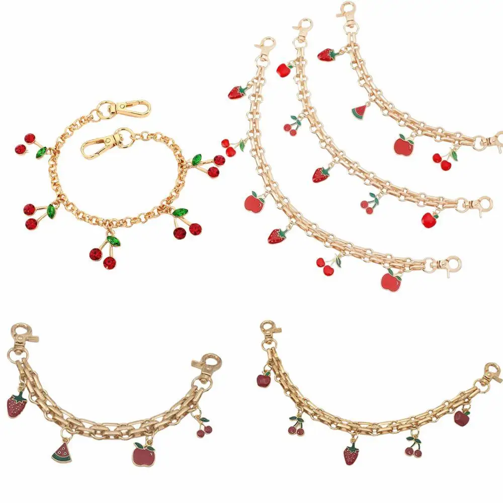 

Metal Apple Cherry Pendant Bag Handle Bag Strap Personality Diy Clothing Pants Chain Handbag Straps Shoulder Bag Decoration Ins