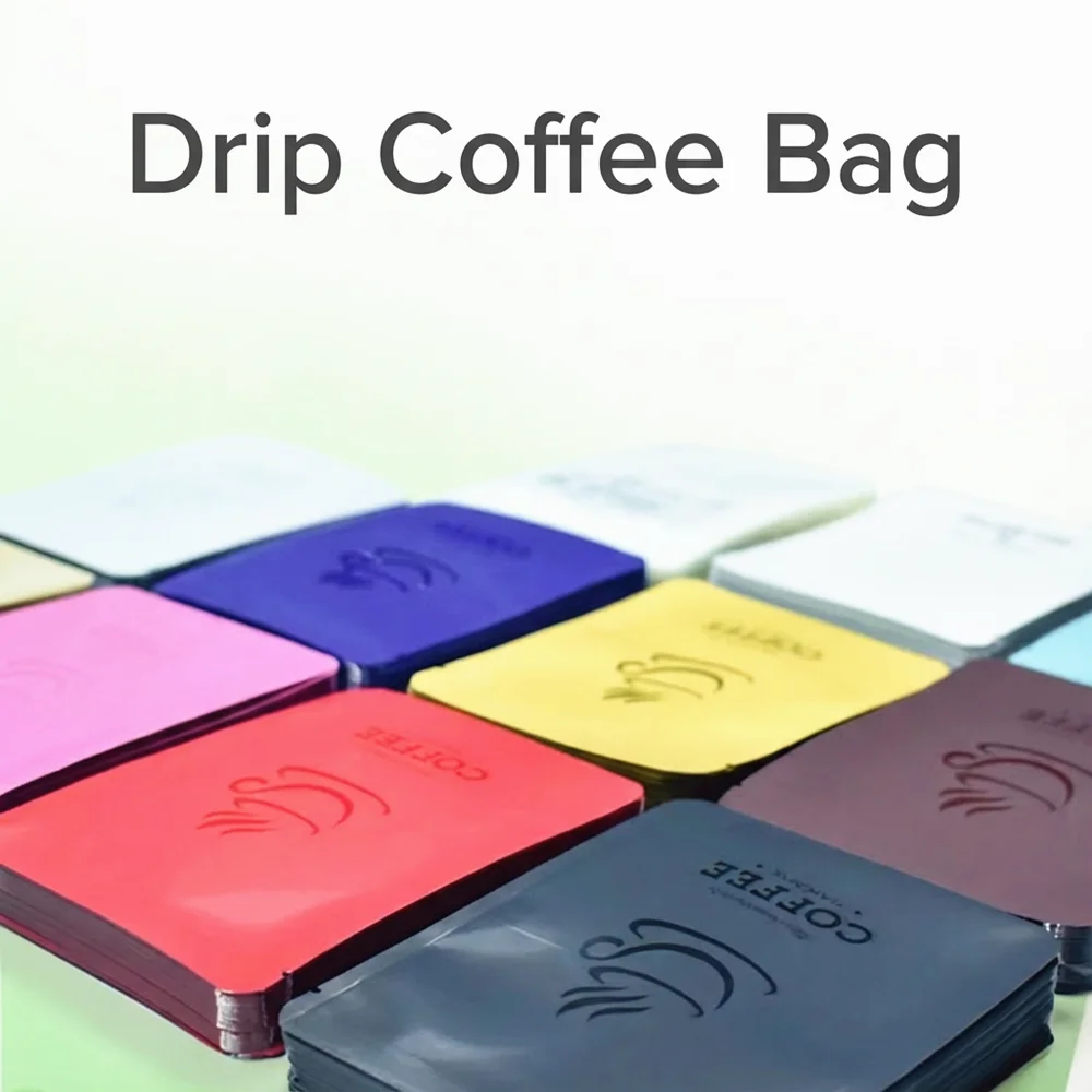 3 Side Seal Drip Coffee Bags - Aluminum Foil Filter Paper Bags for Hand-brewed Coffee Powder, Hanging Ear Empty Package (100pcs)