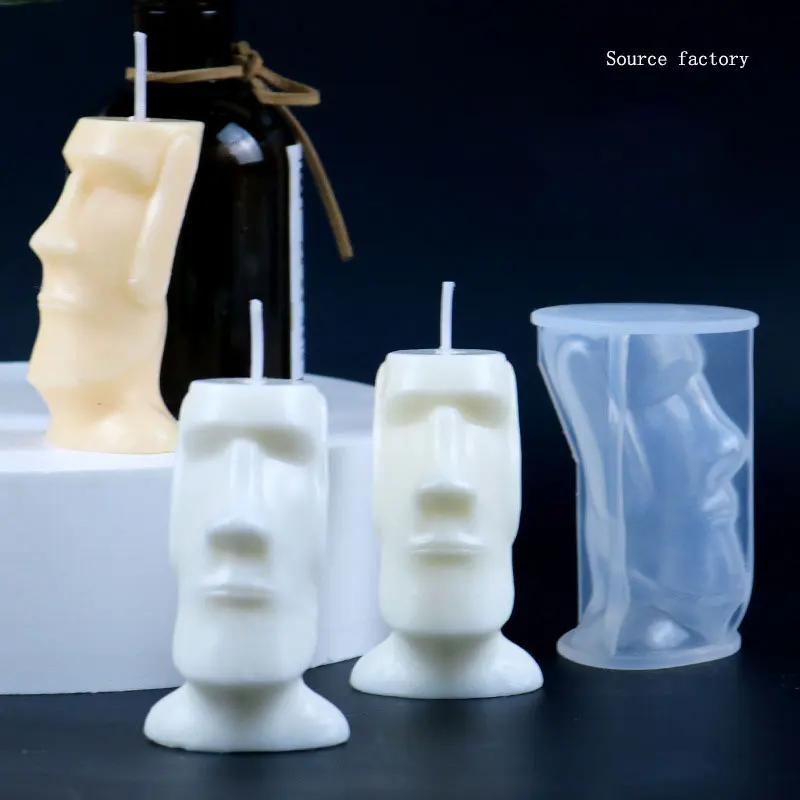 3D Easter Island Face Silicone Mold - DIY Candle, Nordic Design, Abstract Face, Soap, Resin, Home Decor, and Handicrafts