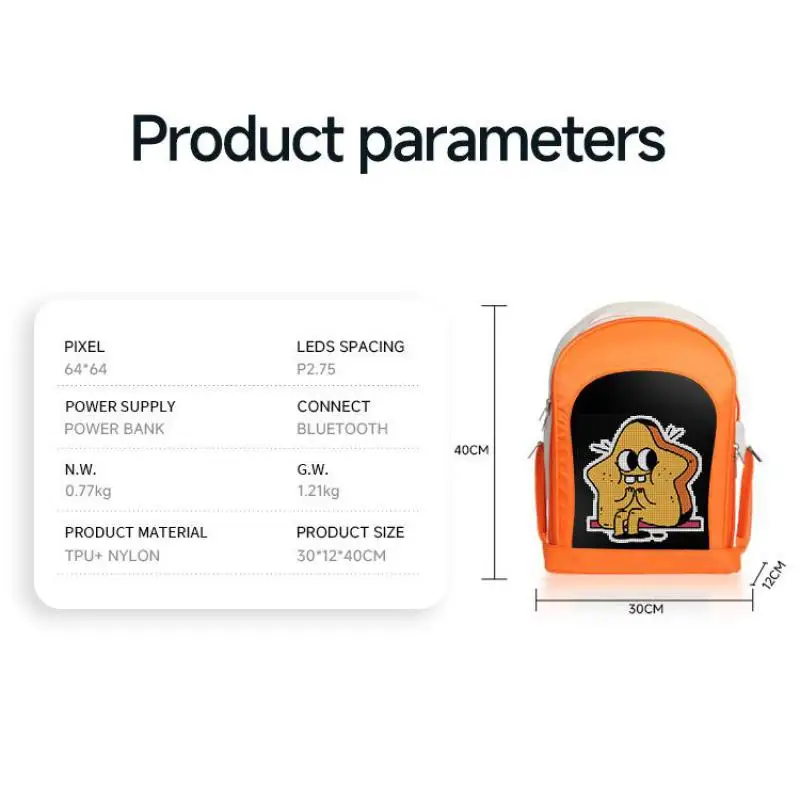 LED Backpack Men and Women Students Casual Bluetooth DIY Animation Comfortable Travel Backpacks Women Bag Laptop Bag School Bag