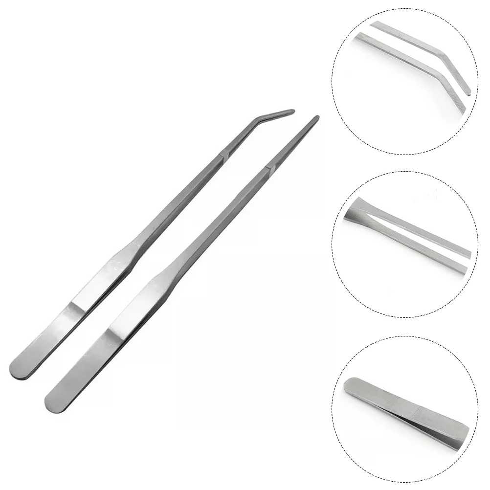 2 Pcs Animal Reptile Feeding Tweezers Aquarium Stainless Steel Reptiles Pet Clip