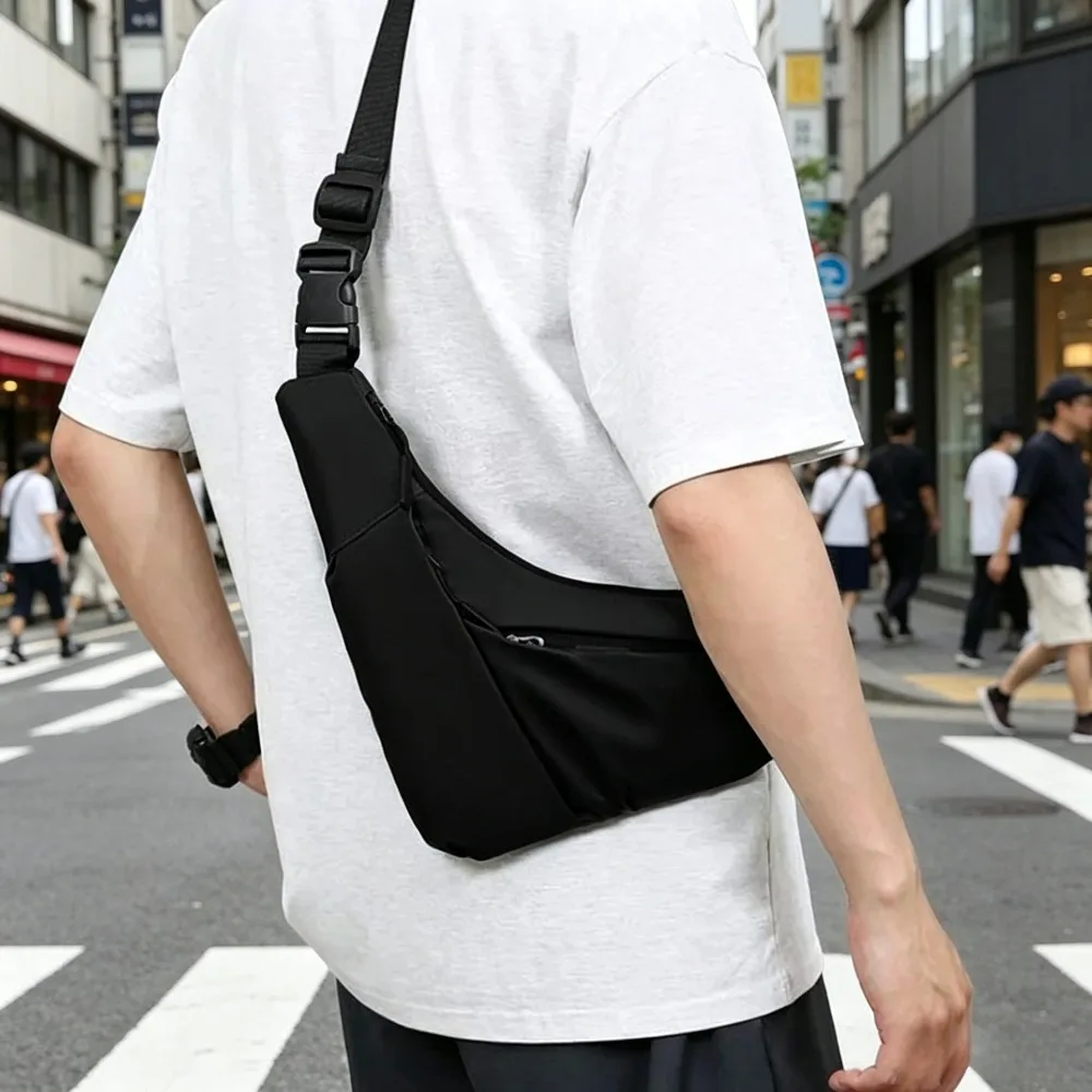 Men Anti-Theft Triangle Crossbody Bag Adjustable Strap Casual Chest Bag for Outdoor Commute Travel