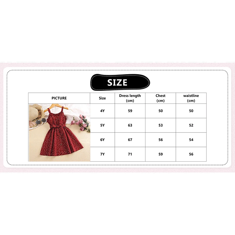 Princess Dress For Kids 4-7 Years Summer Girls Red Polka Dot Spaghetti Strap Dress Elegant Temperament Vintage Baby Girl Dress