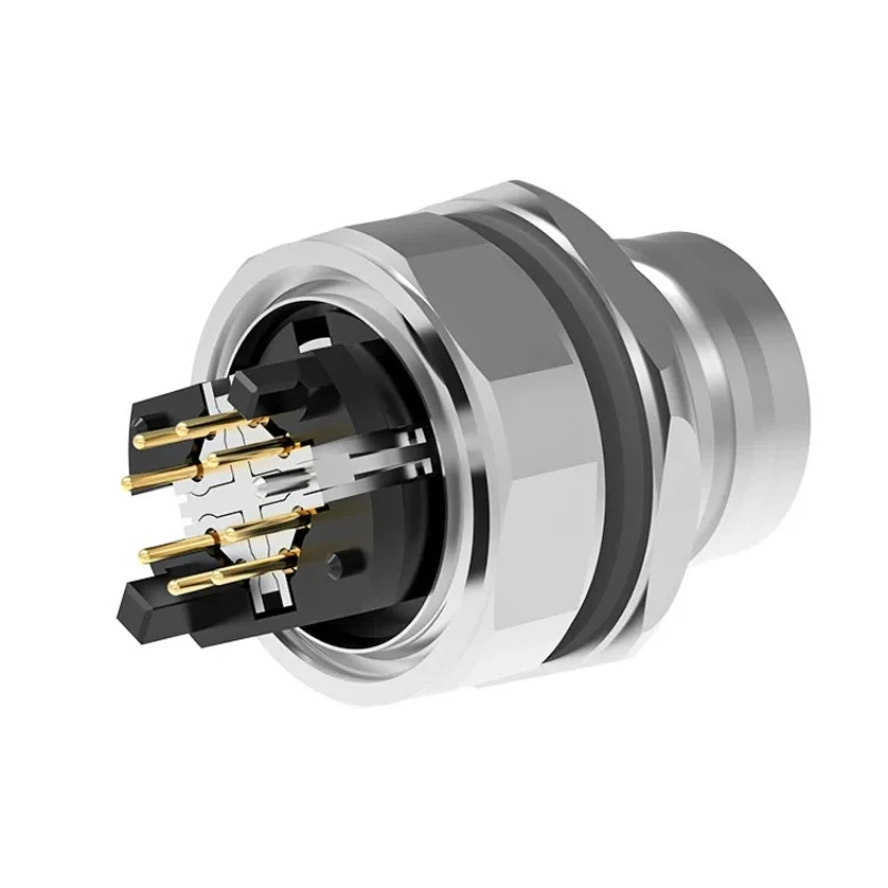 Waterproof M12 4/8 Pin Split Circular Connector X/D Coding Solderable to PCB SMD Surface Mount Data Transmission Adapter Socket