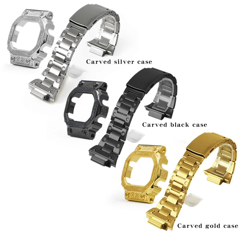 Luxury GX-56BB Big G Watch Modificaiton Kit Carved metal case for Gx56  GXW-56BB Stainlesss Steel Wach Band Bracelet Accessories