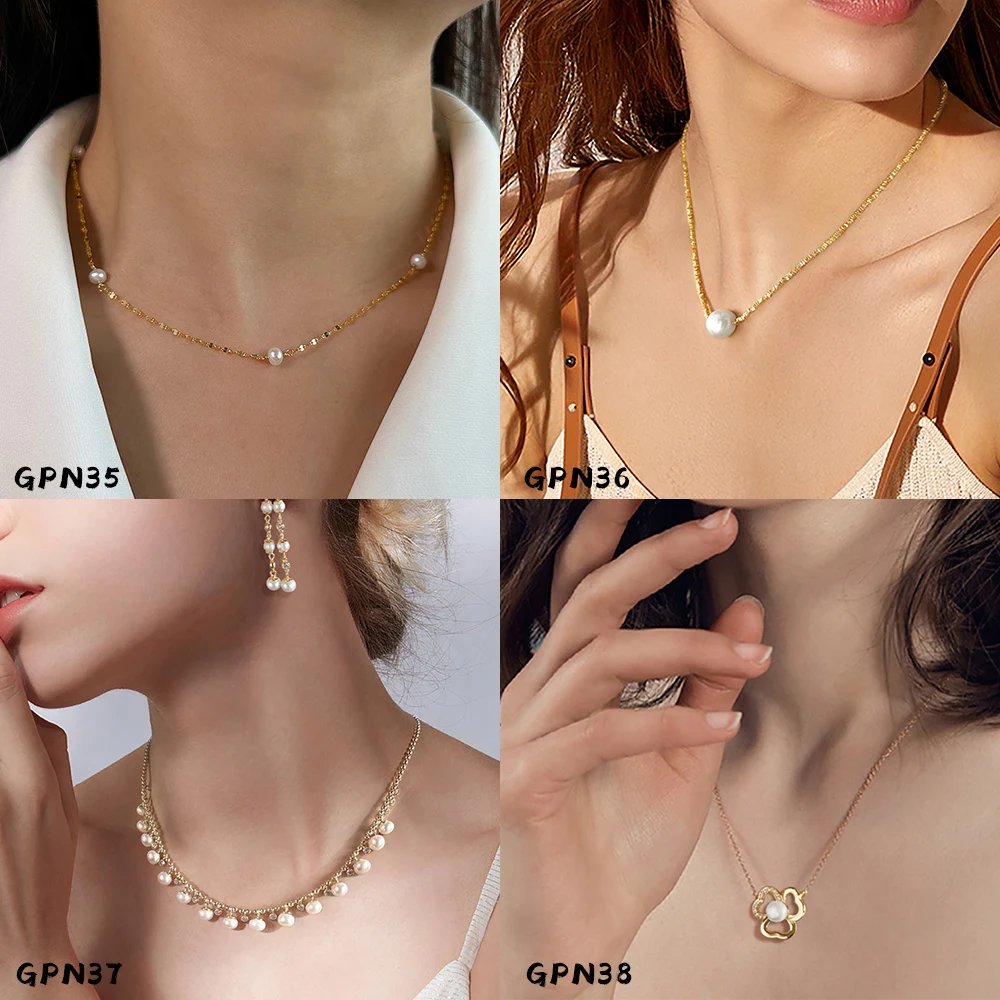 Female Elegant Pearl 14K 18K Gold Necklace Chain Choker Astrology Necklaces Jewelry Star Gift Silver Zircon For Women Dainty Re