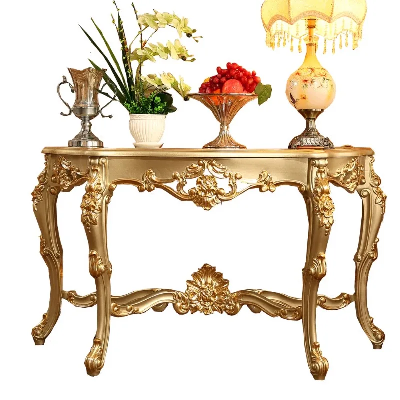 All solid wood porch foyer porch cabinet entry porch table semi-round entrance corridor against the wall table gold