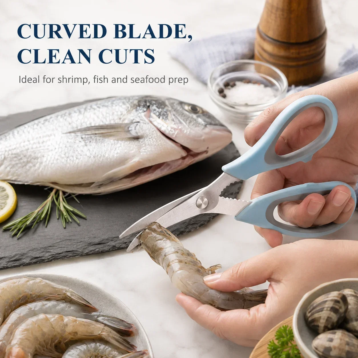 Kitchen Seafood Scissors Stainless Steel, Shrimp Vein Remover Scissors, Fish Cutting Tool for Home Kitchen Use